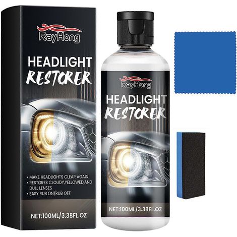 100 ml Polierflüssigkeit für Autoscheinwerfer, Reparaturset für Oxidation und Kratzer mit Schwammtuch (1/5)