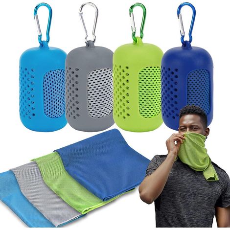 Asciugamani 4 pezzi Asciugamani rinfrescanti 30 x 80 cm Asciugamani ghiacciati Morbidi e traspiranti Adatti, Blu, Verde, Grigio, 80 cm, 4 pezzi, Traspiranti, Leggeri (1/5)