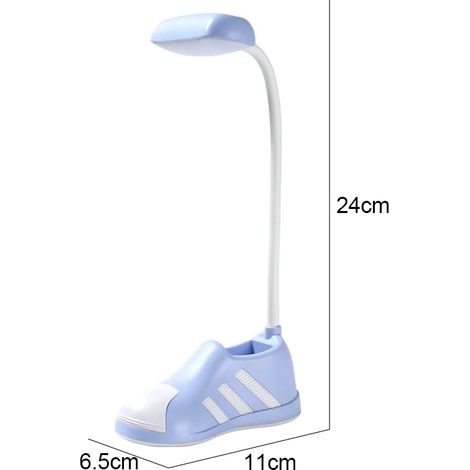 (Bleu) Lampe de bureau LED flexible en forme de botte, créative et mignonne, avec support pour téléphone et couleur réglable. (1/5)