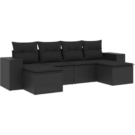 Maison Exclusive - Set de sofás de jardín 6 piezas y cojines ratá (1/5)