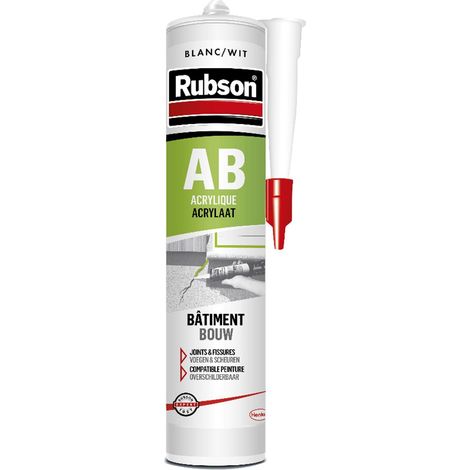 Rubson – Mastic acrylique bâtiment 280 ml – Joints et fissures murales intérieur/extérieur – Pour préfabrication légère – 2622524