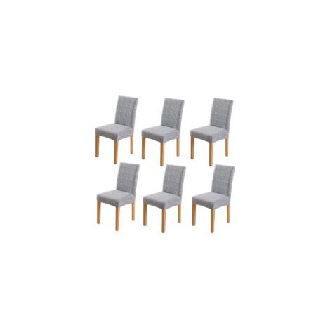 Fundas modernas elásticas, extraíbles y lavables para sillas de comedor, ideales para hoteles, comedores, ceremonias, banquetes y bodas (6 unidades, gris/negro) - Crezuo (1/4)
