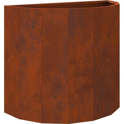 Jardinière demi-ronde design moderne terrasse jardin 60 x 30 x 50 cm en acier rouillé (1/5)
