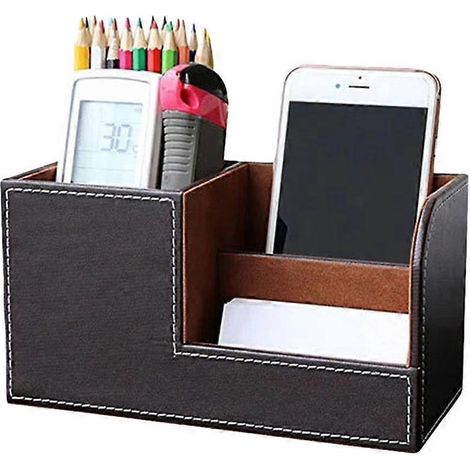 Porte-stylo en cuir multifonctionnel, boîte de rangement créative pour stylos de bureau et de maison (noir)-20.3X9.3cm-Black