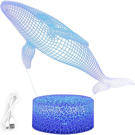 Lampe de Bureau Baleine 3D LED Veilleuse Colorée, Décoration Enfant pour Chambre Bureau Maison Ambiance Douce (1/5)