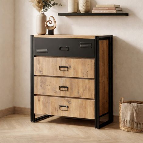 Kommode Cosmo Atlantic Pine Schwarz Melamin