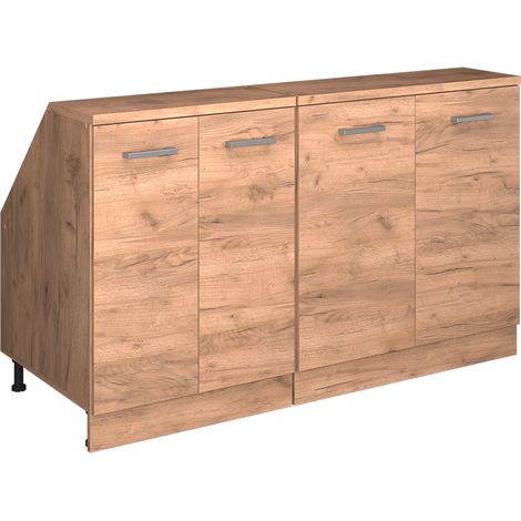 Meuble sous pente R-Line, Chêne de force doré, 140cm Lot de 2 caissons 60 cm de profondeur, Vicco