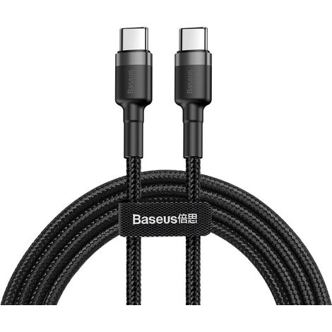 Baseus Cafule PD 2.0, QC 3.0, 60W USB-C zu USB-C PD Kabel, 2m (Schwarz-Grau) (1/5)