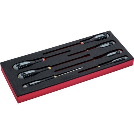 Bahco Fit&Go 1/3 Einlage mit vier Schlitz- und drei Phillips-Schraubendrehern, mit Schaumstoffeinlage - 7-tlg. (1/5)