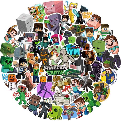 (C)100 Stück Minecraft-T-Aufkleber, wasserfeste Vinylaufkleber für Laptops