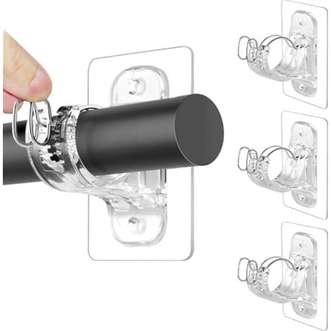 4PCS Supports de Tringle à Rideaux Adhésifs Supports de Tringle à Rideaux de Plafond Supports de Tringle à Rideaux Encastrés pour Tringles à Rideaux d'un Diamètre Inférieur à 3 Cm (1/5)