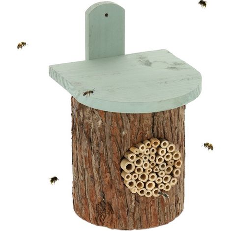 Bienenhotel hängend klein 26,5 x 17 x 19 cm Insektenhaus aus Holz (1/5)