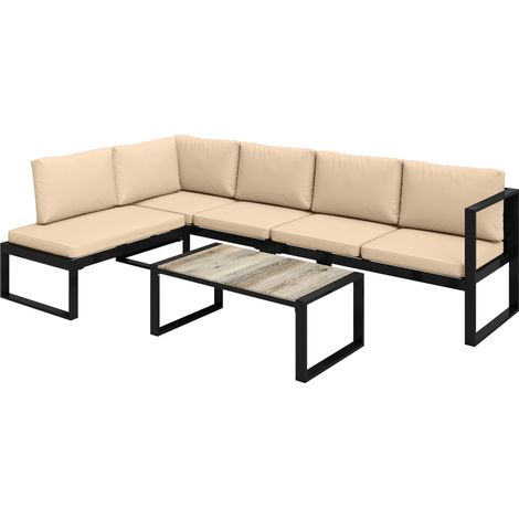 4-teiliges Terrassensofa-Set mit Kissen und Tisch
