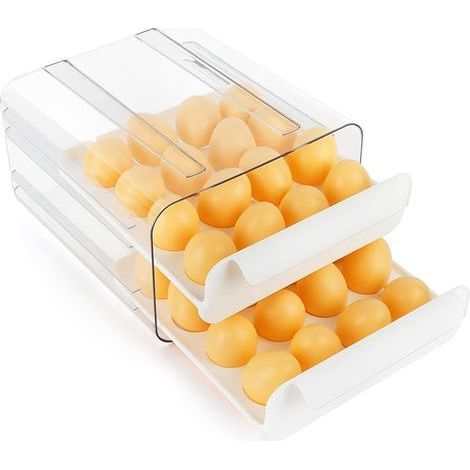 Tiroir à œufs Pour Réfrigérateur, Boite Oeufs Plastique 32 Grilles, Boite Oeuf Frigo Rangement ble Couche pour Jusqu'à 32 Œufs (1/5)