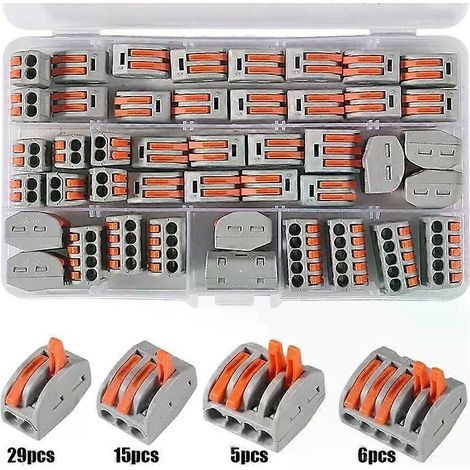 55-teiliges Schnellverdrahtungs-Set mit Aufbewahrungsbox, Schnellverdrahtungs-Steckverbinder, elektrische Verdrahtungs-Klemmenblock für Drähte (1/4)