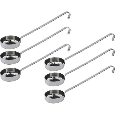 3 oz lot de 6 pièces argenté inox 201 long manche cuillère à soupe pour holding alimentaire cuisine cuisson mélange (1/5)