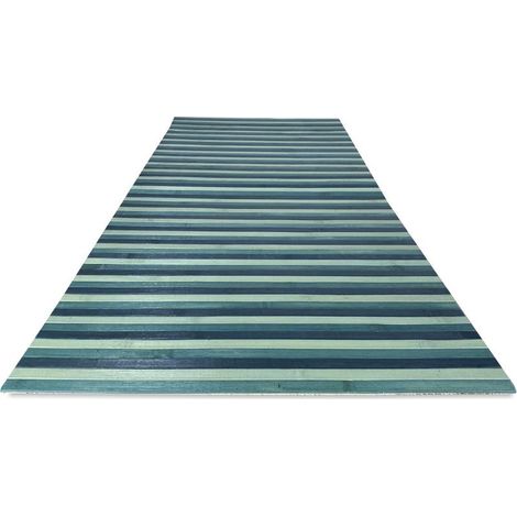 TAPIS de CUISINE WOODY en BOIS de BAMBOU, BLEU, VERT d'eau, à l'ombre toutes les mesures Cm. 50/55x180 (1/5)