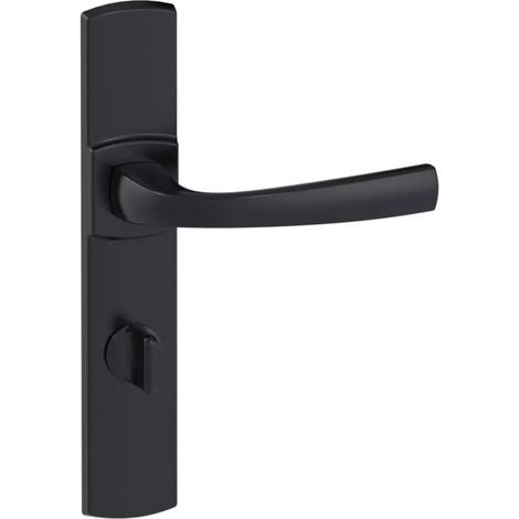 Ensemble de poignée Muze sur plaque - BEZAULT - Onyx noir mat - Plaque 215 x 41 mm - entraxe de fixation 195 mm - Condamnation