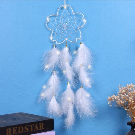 Attrape-rêves LED, décoration murale suspendue, décoration de mariage et de fête, plumes (1/5)