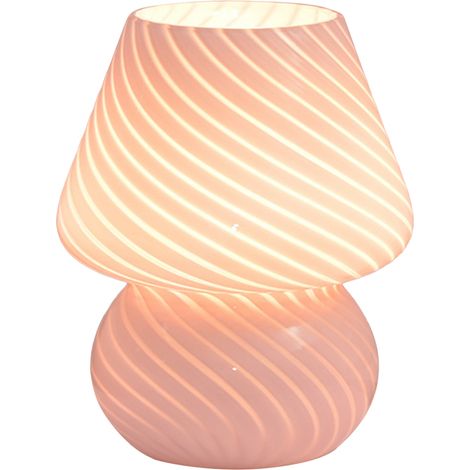 Lampe champignon en verre, USB, variateur 10 niveaux, 3 températures de couleur, design texturé rose, décoration bureau (1/5)