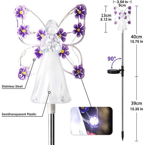 Lot de 2 guirlandes solaires LED en forme d'ange pour jardin, étanches, idéales pour Halloween et Noël. Décoration de jardin extérieur. (1/5)