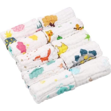 10PCS Bébé en mousseline Gants de Toilette,Débarbouillettes,Serviette Visage Bébé Extra Douces Lavable pour Nouveauné Peau Sensible (1/4)