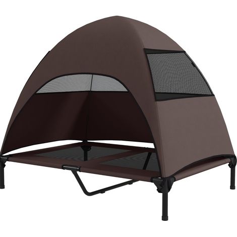 Lettino rialzato per cani con tetto 106 x 76 x 99 cm marrone MODENUIT (1/3)