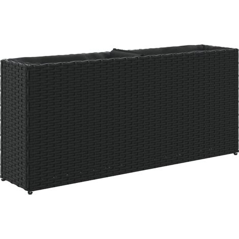 Fioriera da Giardino con 2 Vasi Nera 90x20x40 cm in Polyrattan vidaXL