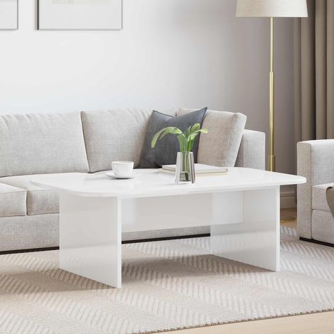 vidaXL Table basse Blanc brillant 93 x 53 x 33 cm Bois d'ingénierie (1/5)
