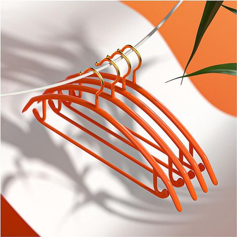 Schulterloser, rutschfester Kleiderbügel für trockene und nasse Wäsche – 5er-Pack – Orange