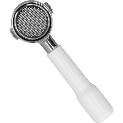 Manico portafiltro senza fondo, con 2 alette, 51 mm, compatibile con la macchina ECO310, modello C2, in plastica bianca. (1/5)