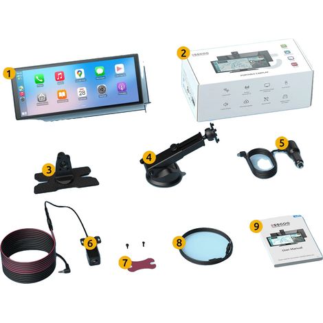 Cámara para coche, grabación dual, navegación GPS WiFi, CarPlay de 11,3 pulgadas (1/2)