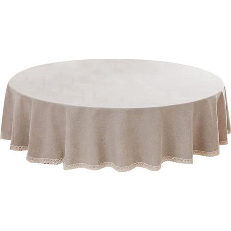 Runde Spitzentischdecke – Flecken-, öl- und witterungsbeständig – Hanf-Kaffeefarbe (1/5)