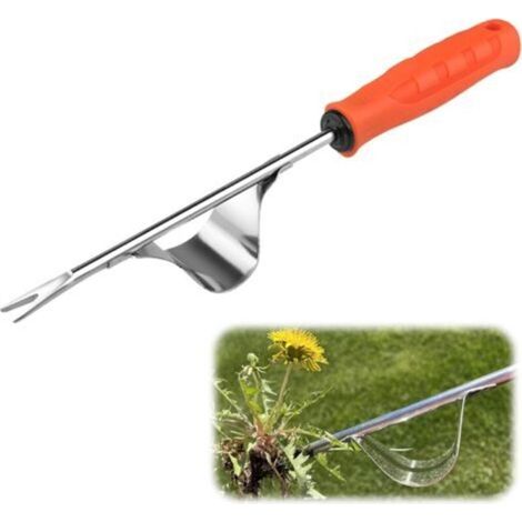 Unkrautstecher aus Edelstahl, Löwenzahnextraktor mit Griff, Unkrautstecher mit Holzgriff, Rasenkamm, Garten-Unkrautentfernungswerkzeug