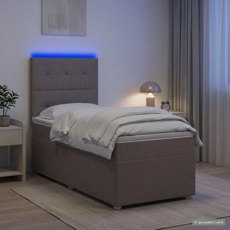 Cama box spring con colchón con tiras LED Topo 80 x 200 cm Tela (1/5)
