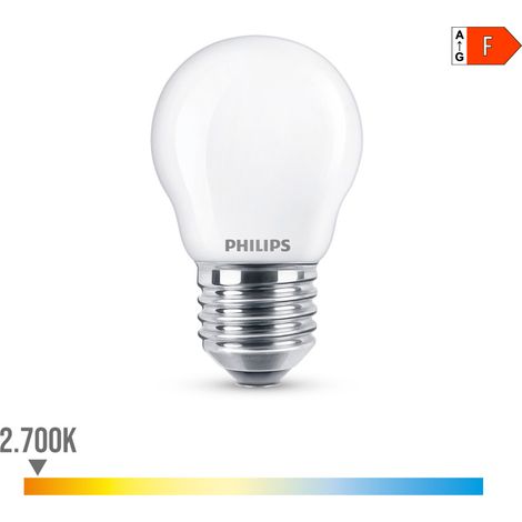 Bombilla PHILIPS Esférica LED E27 4,3W 470lm 2700K Luz Cálida 4,5x8,2cm (1/4)