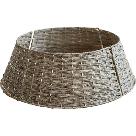 Décoration d'arbre de Noël Panier d'arbre de Base Ins Nordic Vintage Base Décorative Panier d'arbre Jupe d'arbre Cadre Rond Clôture Plantes de Pied d'arbre (Gris) (1/5)