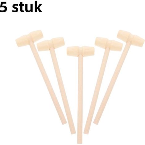 Mini marteaux (lot de 5) - Marteau en bois pour taper sur des planètes et des gâteaux - Jouets à tête plate pour enfants - Marteau ovale - Couleur bois naturel (1/5)