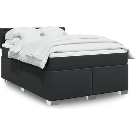 Boxspringbett mit Matratze Schwarz 140x200 cm Kunstleder