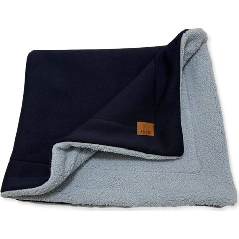 Manta c谩lida para beb茅, de piel de cordero, para cochecito o g贸ndola, gruesa, azul marino de invierno. (1/5)