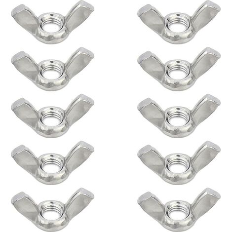 10 Pièces Ecrou Papillon M10 x 1,5, Écrou Ailette M10,Écrous à Oreilles Papillon en Acier Inoxydable,Écrous Papillons,Idéal pour Bricolage,Réparation,Fixation (1/5)