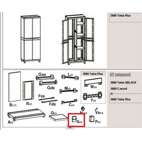 1PZ SUPPORTO S X ARMADIO TERRY CWOOD 2ANTE PORTA SCOPE 3680