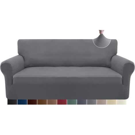 Housse de canapé extensible 3 places en élasthanne super doux pour chiens. housse de canapé pour animaux de compagnie. protection de meubles avec fond élastique (3 places. gris clair) (1/5)