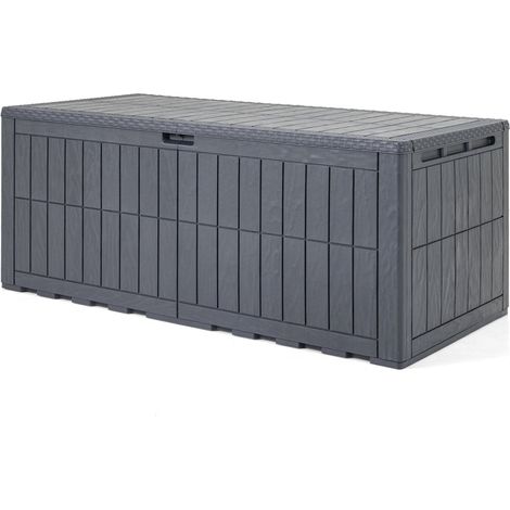 180 Gal Outdoor Deck Box, Lockable Storage Bin, Gray