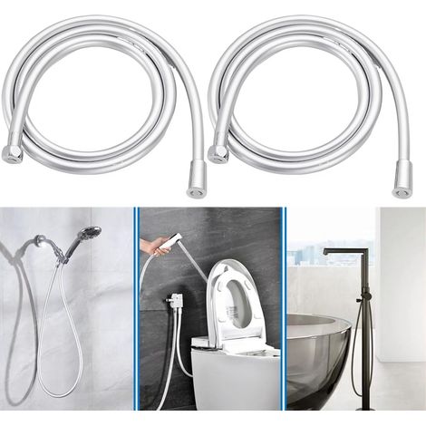 Tuyau de douche 2 pièces en acier inoxydable 304, 1,5 m, tuyau de chauffe-eau universel antidéflagrant 1/4 pour robinet de salle de bain (1/3)