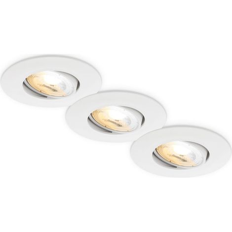 Briloner 3er Set LED Einbaustrahler CTS Schalter Ø90x24 mm Rund 4,9W, 460lm, 2700K-4000K Warmweiß bis Neutralweiß Weiß - Einbauleuchten Wohnzimmer Flur Küche Büro (1/5)