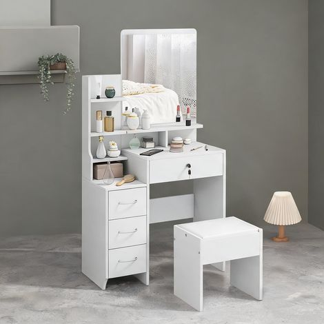 Coiffeuse bianco en truciolare Vetro temperato 80 x 38 x 143 cm (1/5)