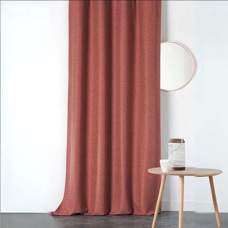 Homemaison – Rideau occultant isolant 100% polyester – Dimensions 140x260 cm – Finition galon fronceur – Couleur brique lavable en machine (1/2)