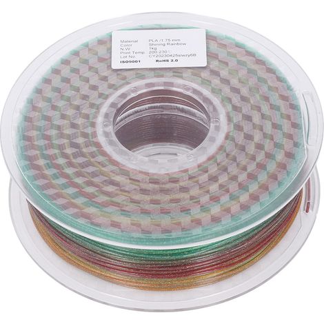 Filament impression 3D 1.75mm arc-en-ciel irisé, filament multicolore pailleté pour imprimante 3D, bobine de 1kg (1/5)