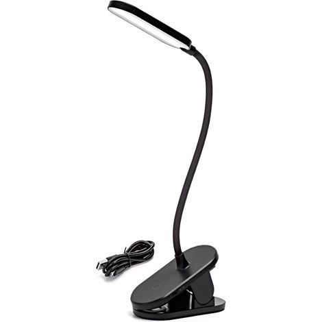 Lampe LED avec pince, rechargeable par USB, col flexible, protection oculaire pour la lecture (1/3)